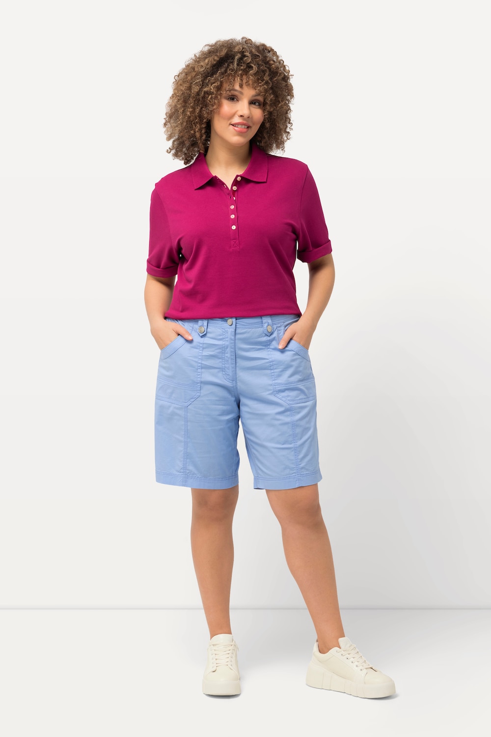 Große Größen Cargo-Bermuda, Damen, blau, Größe: 60, Baumwolle, Ulla Popken von Ulla Popken