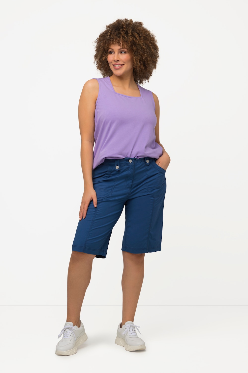 Große Größen Cargo-Bermuda, Damen, blau, Größe: 62, Baumwolle, Ulla Popken von Ulla Popken