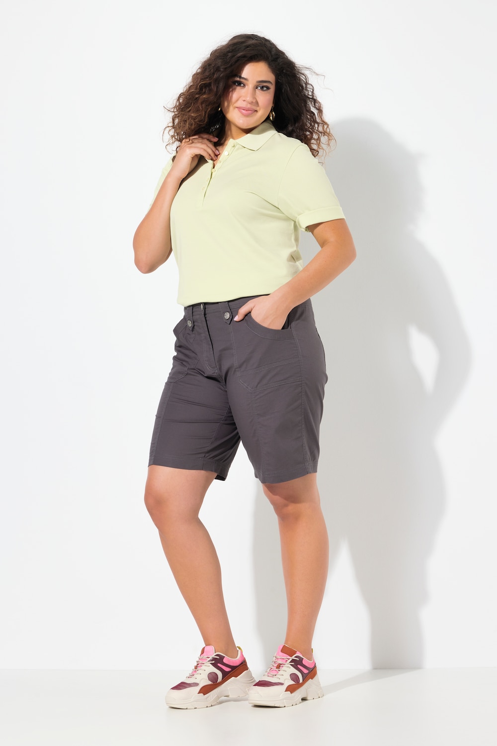 Große Größen Cargo-Bermuda, Damen, grau, Größe: 58, Baumwolle, Ulla Popken von Ulla Popken