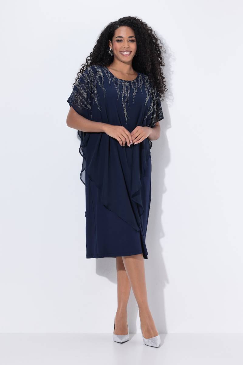 Große Größen Chiffon-Midikleid, Damen, blau, Größe: 50/52, Polyester/Viskose, Ulla Popken von Ulla Popken