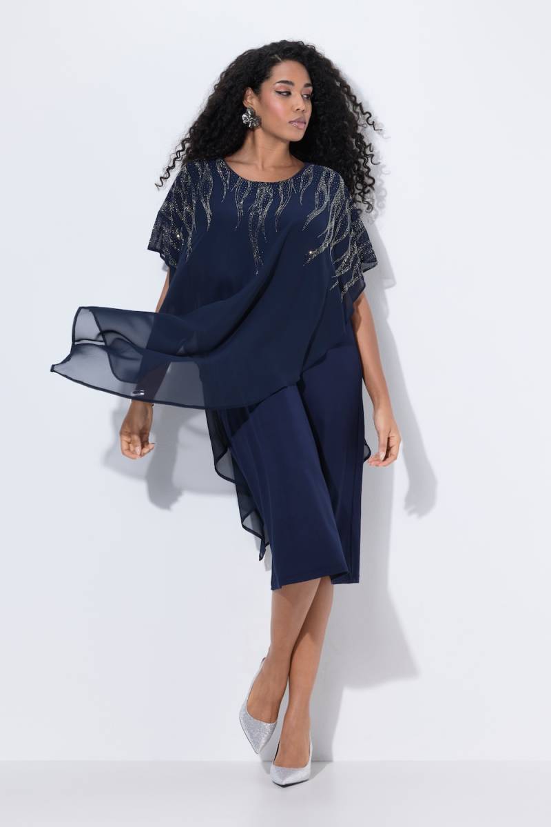 Große Größen Chiffon-Midikleid, Damen, blau, Größe: 50/52, Polyester/Viskose, Ulla Popken von Ulla Popken