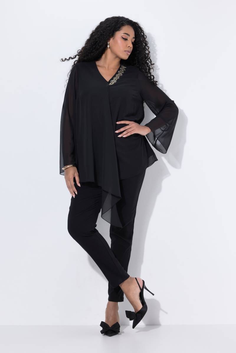 Große Größen Chiffonbluse, Damen, schwarz, Größe: 50/52, Polyester, Ulla Popken von Ulla Popken