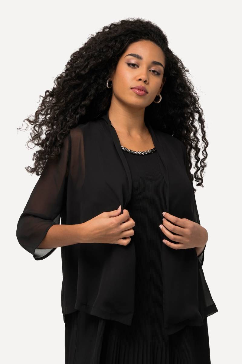 Große Größen Chiffonjacke, Damen, schwarz, Größe: 46/48, Polyester, Ulla Popken von Ulla Popken