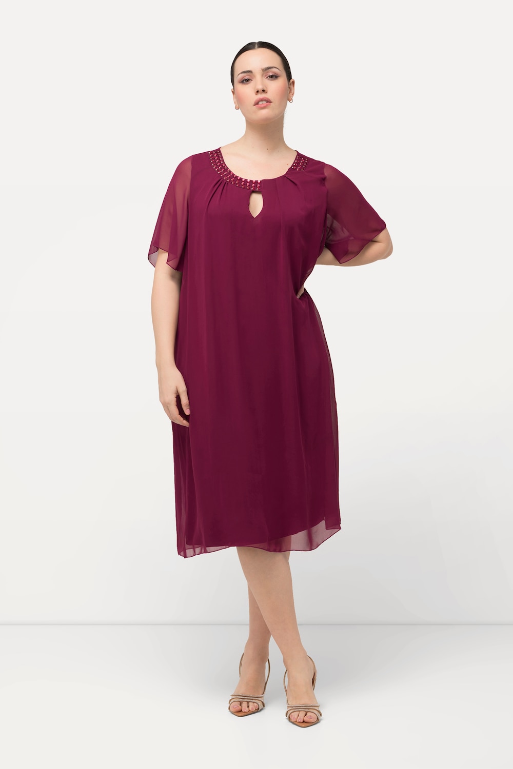 Große Größen Chiffonkleid, Damen, rot, Größe: 50/52, Polyester/Viskose, Ulla Popken Große Größen Chiffonkleid, Damen, rot, Größe: 50/52, Polyester/Viskose, Ulla Popken von Ulla Popken