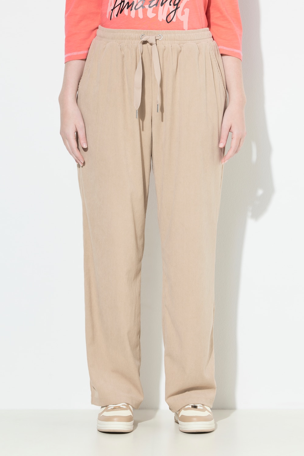 Große Größen Cord-Schlupfhose Rose, Damen, beige, Größe: 42/44, Polyester, Ulla Popken von Ulla Popken