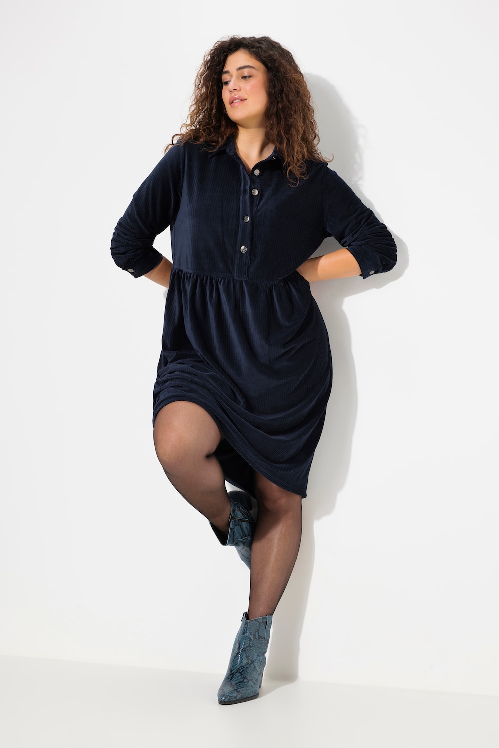 Große Größen Cordkleid, Damen, blau, Größe: 58/60, Polyester, Ulla Popken von Ulla Popken