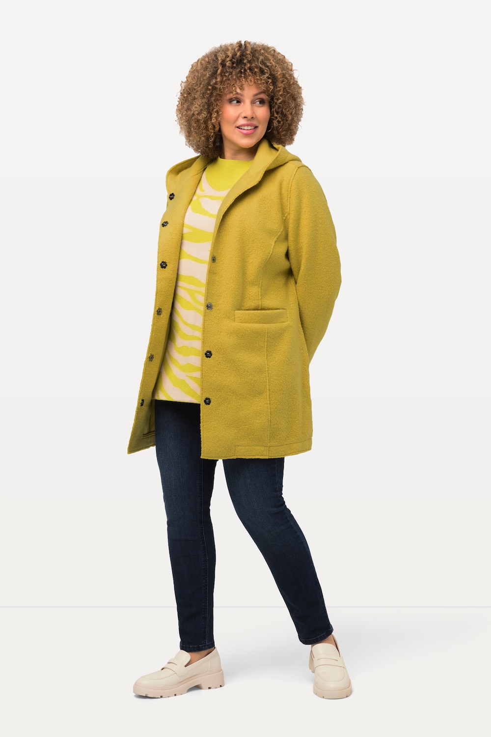 Große Größen Curly-Wool-Jacke, Damen, grün, Größe: 42/44, Polyester, Ulla Popken von Ulla Popken