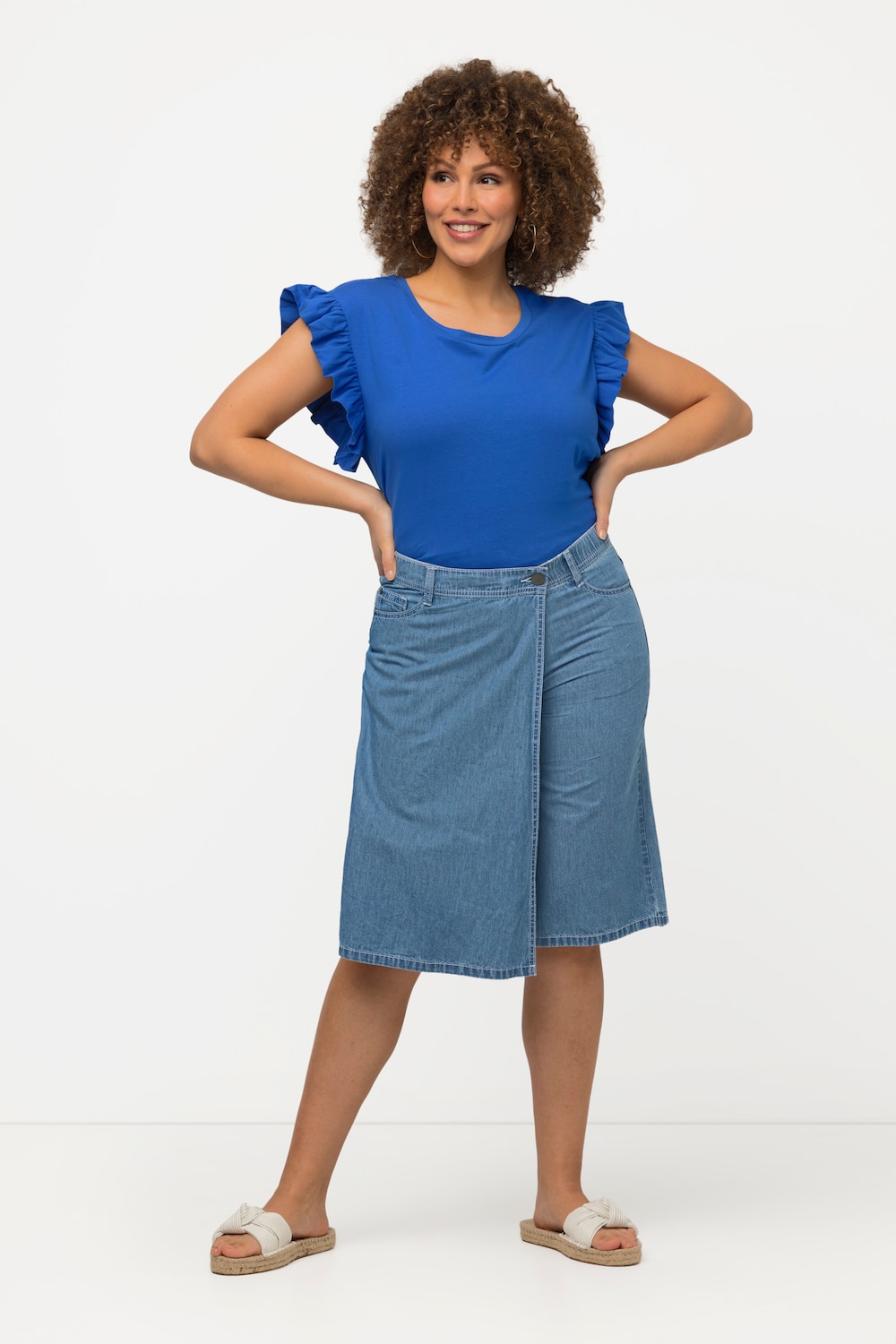 Große Größen Denim-Skort Mary, Damen, blau, Größe: 52, Baumwolle, Ulla Popken von Ulla Popken