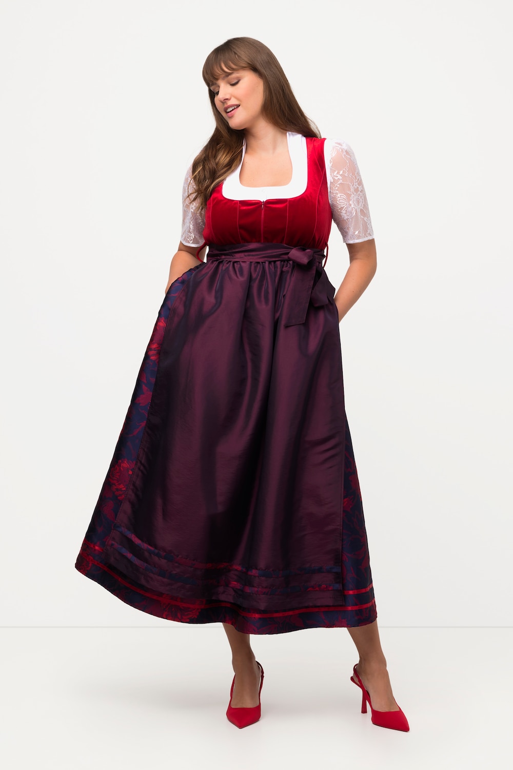 Große Größen Dirndl, Damen, blau, Größe: 42, Polyester/Baumwolle/Synthetische Fasern, Ulla Popken von Ulla Popken