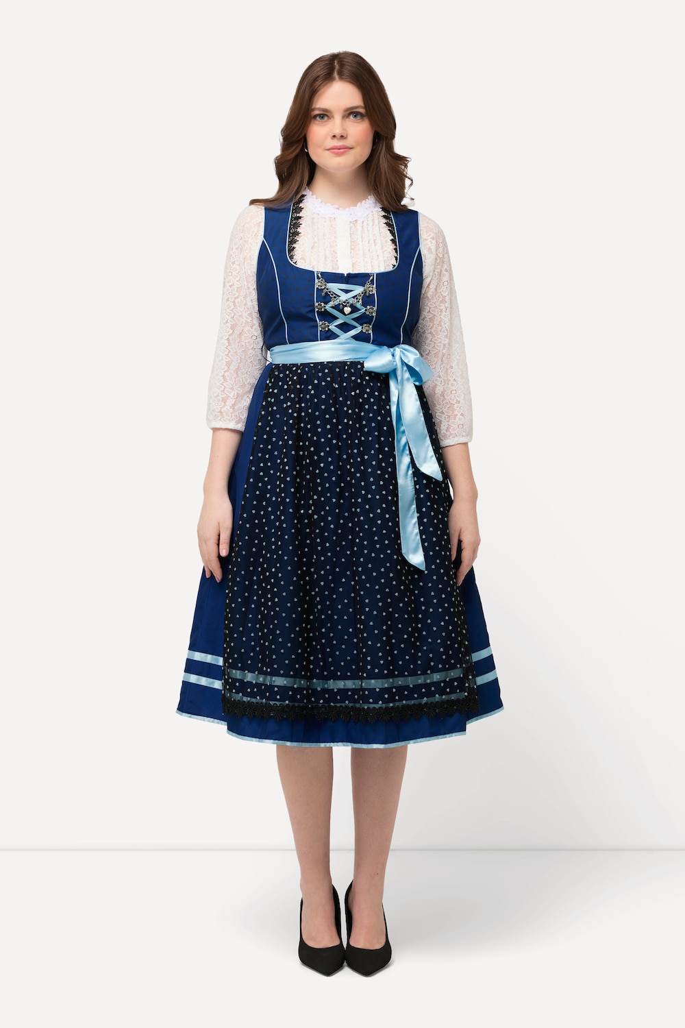 Große Größen Dirndl, Damen, blau, Größe: 44, Polyester/Baumwolle, Ulla Popken von Ulla Popken