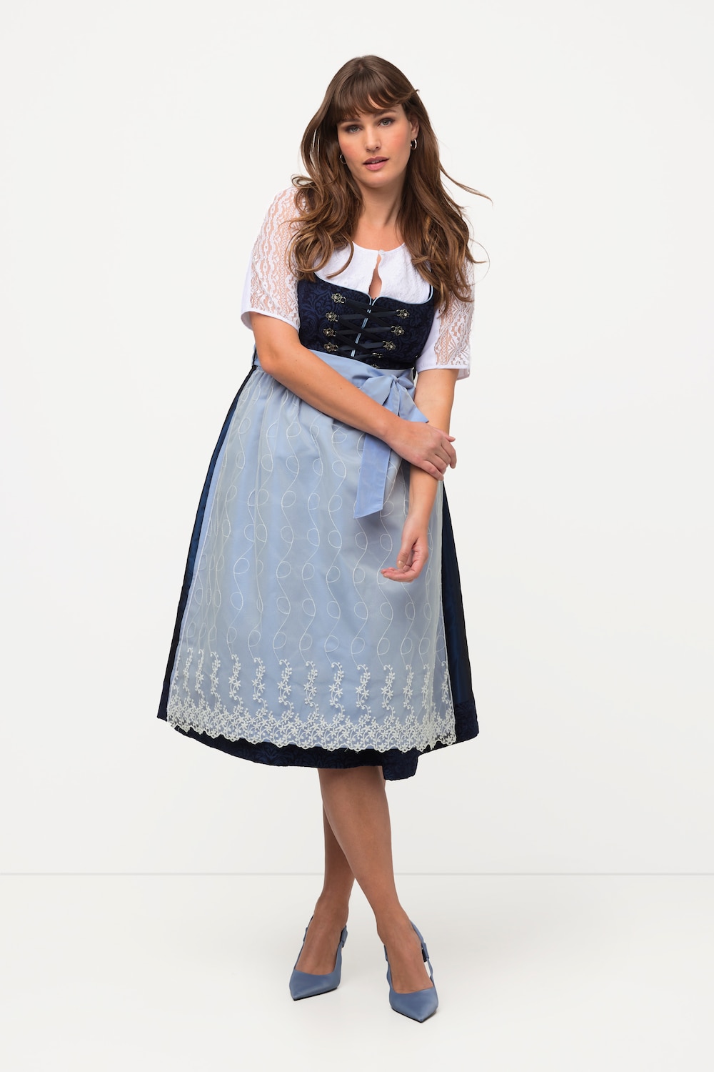 Große Größen Dirndl, Damen, blau, Größe: 48, Polyester/Baumwolle, Ulla Popken von Ulla Popken