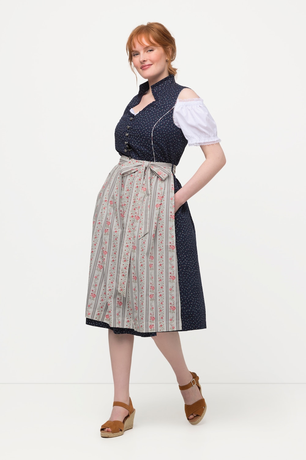 Große Größen Dirndl, Damen, blau, Größe: 54, Baumwolle, Ulla Popken von Ulla Popken