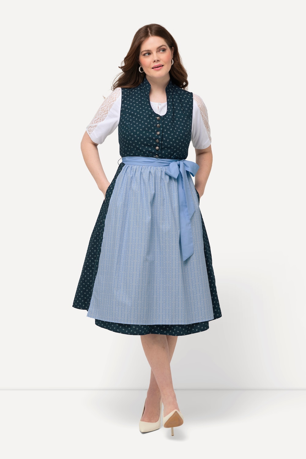 Große Größen Dirndl, Damen, blau, Größe: 56, Baumwolle, Ulla Popken von Ulla Popken