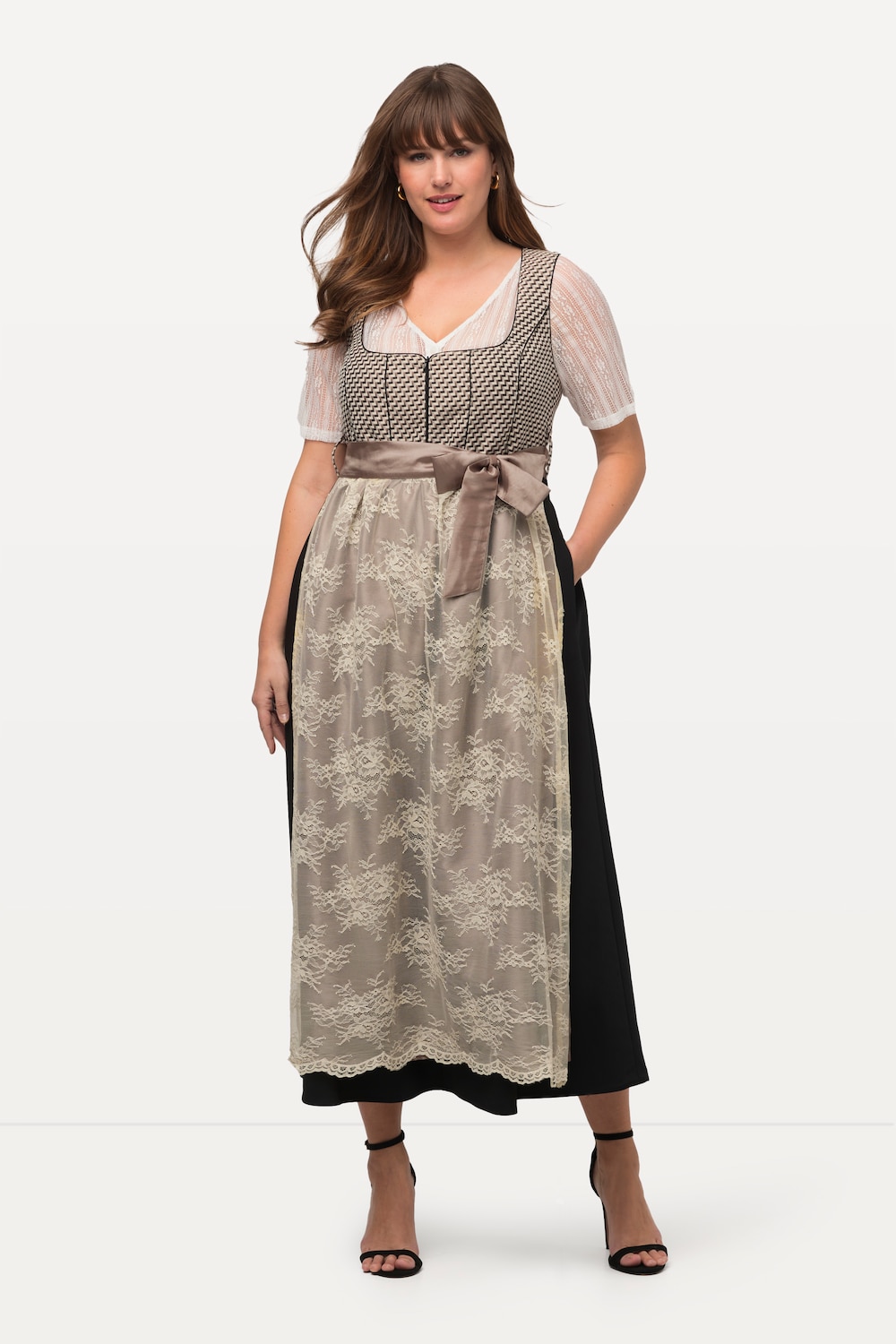 Große Größen Dirndl, Damen, braun, Größe: 42, Polyester/Baumwolle/Synthetische Fasern, Ulla Popken von Ulla Popken