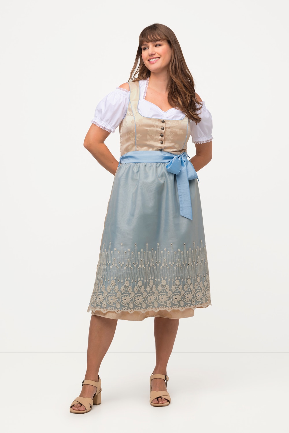 Große Größen Dirndl, Damen, gelb, Größe: 42, Polyester/Baumwolle/Viskose, Ulla Popken von Ulla Popken