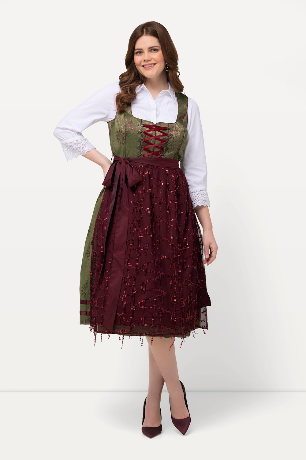 Große Größen Dirndl, Damen, grün, Größe: 44, Polyester/Baumwolle/Viskose, Ulla Popken von Ulla Popken