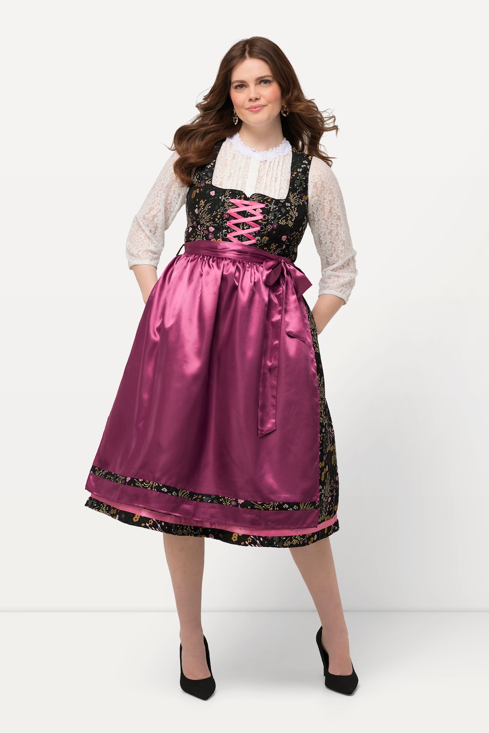 Große Größen Dirndl, Damen, rosa, Größe: 42, Polyester/Baumwolle, Ulla Popken von Ulla Popken