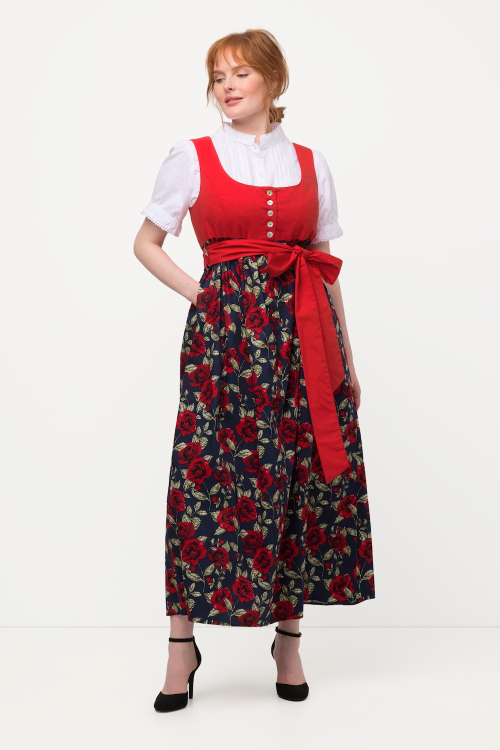 Große Größen Dirndl, Damen, rot, Größe: 42, Baumwolle/Polyester/Leinen, Ulla Popken von Ulla Popken