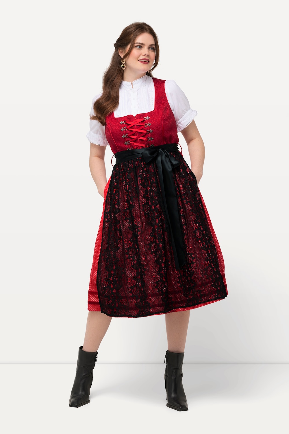 Große Größen Dirndl, Damen, rot, Größe: 46, Polyester/Baumwolle, Ulla Popken von Ulla Popken