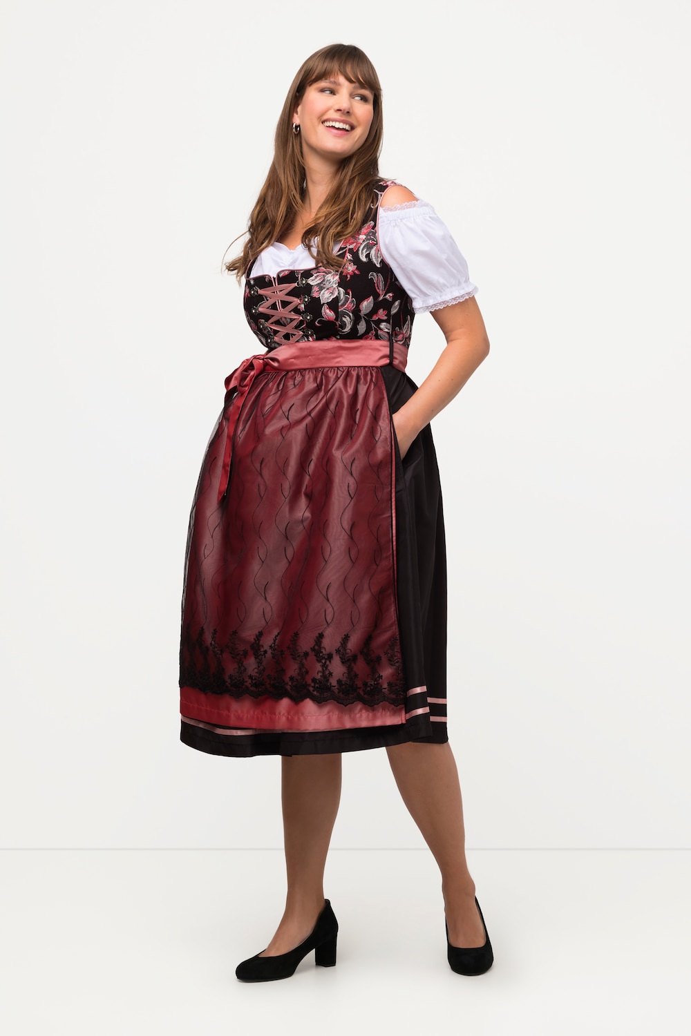 Große Größen Dirndl, Damen, schwarz, Größe: 44, Polyester/Baumwolle, Ulla Popken von Ulla Popken