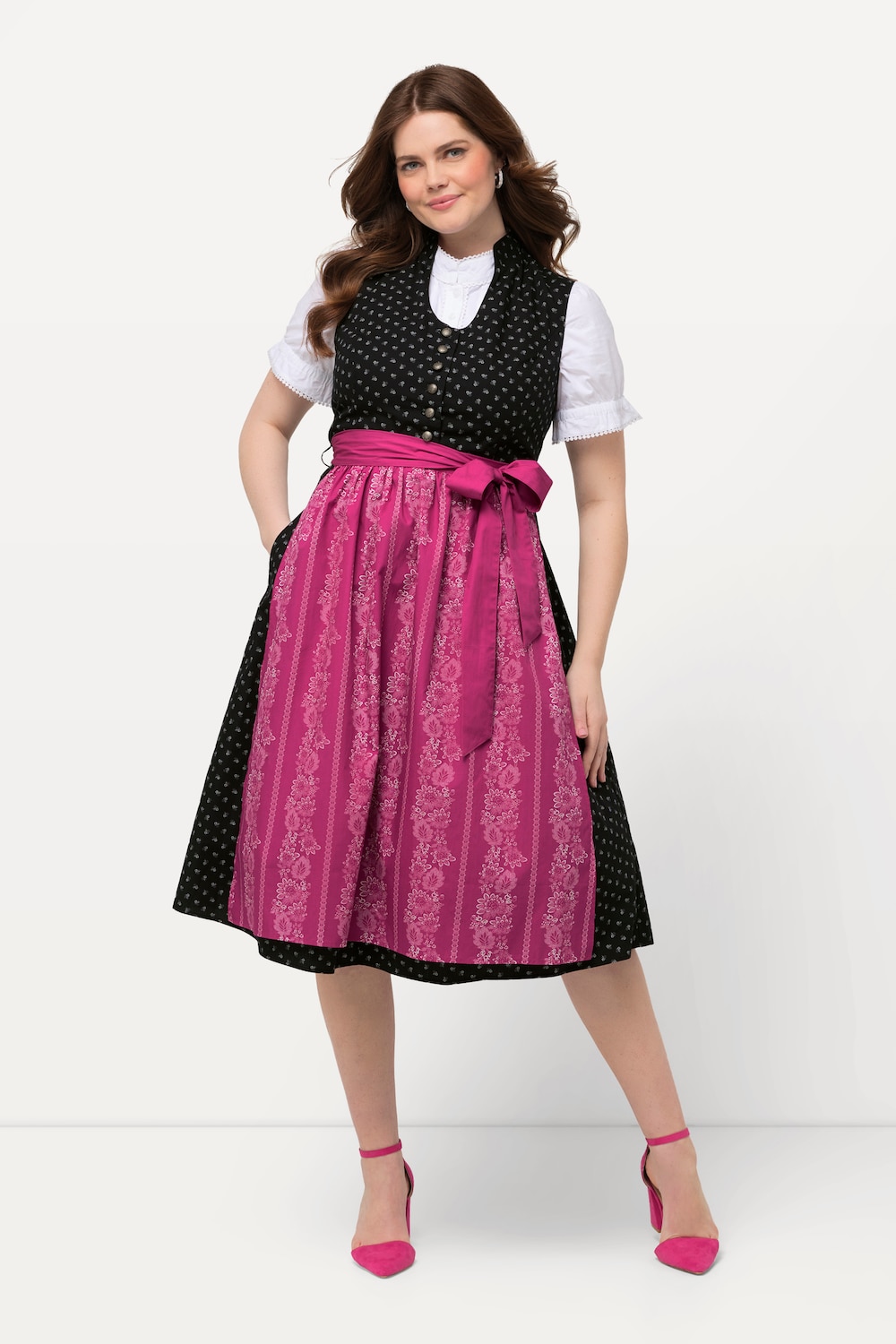 Große Größen Dirndl, Damen, schwarz, Größe: 46, Baumwolle, Ulla Popken von Ulla Popken