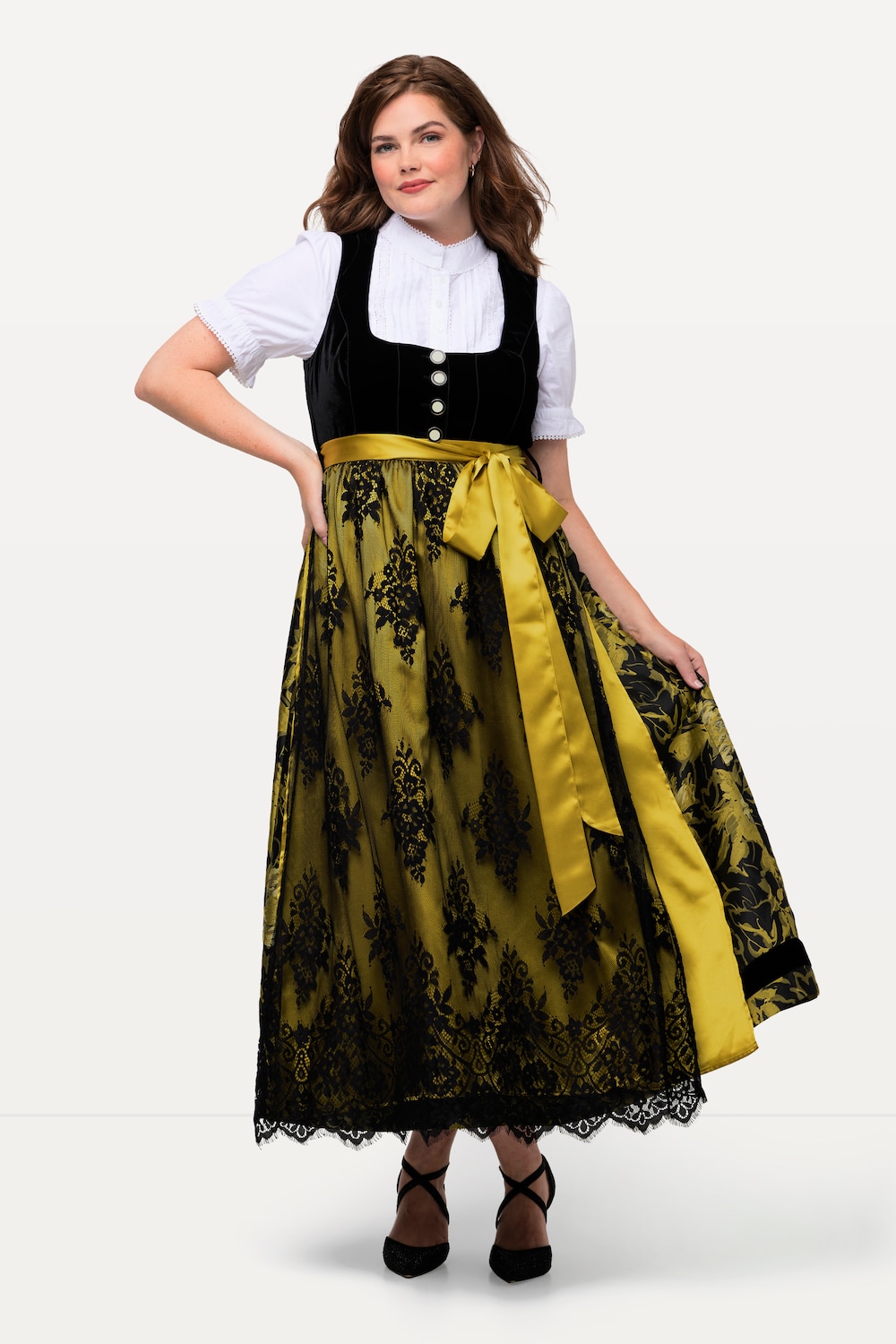 Große Größen Dirndl, Damen, schwarz, Größe: 50, Polyester/Baumwolle, Ulla Popken von Ulla Popken