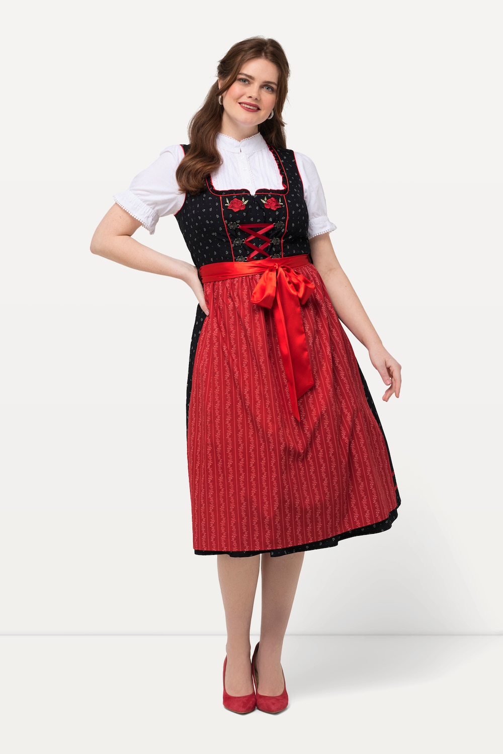 Große Größen Dirndl, Damen, schwarz, Größe: 52, Baumwolle, Ulla Popken von Ulla Popken