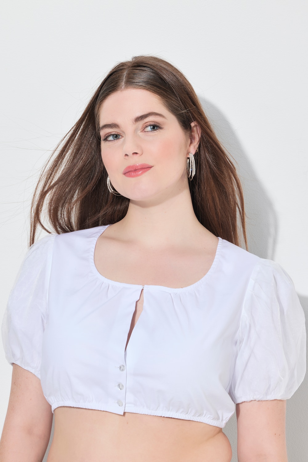 Große Größen Dirndlbluse, Damen, weiß, Größe: 42, Baumwolle, Ulla Popken von Ulla Popken