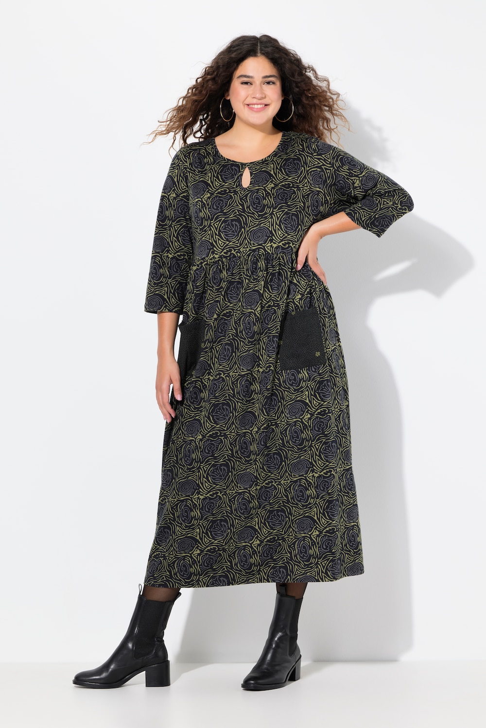 Große Größen Jerseykleid, Damen, grün, Größe: 66/68, Baumwolle, Ulla Popken von Ulla Popken