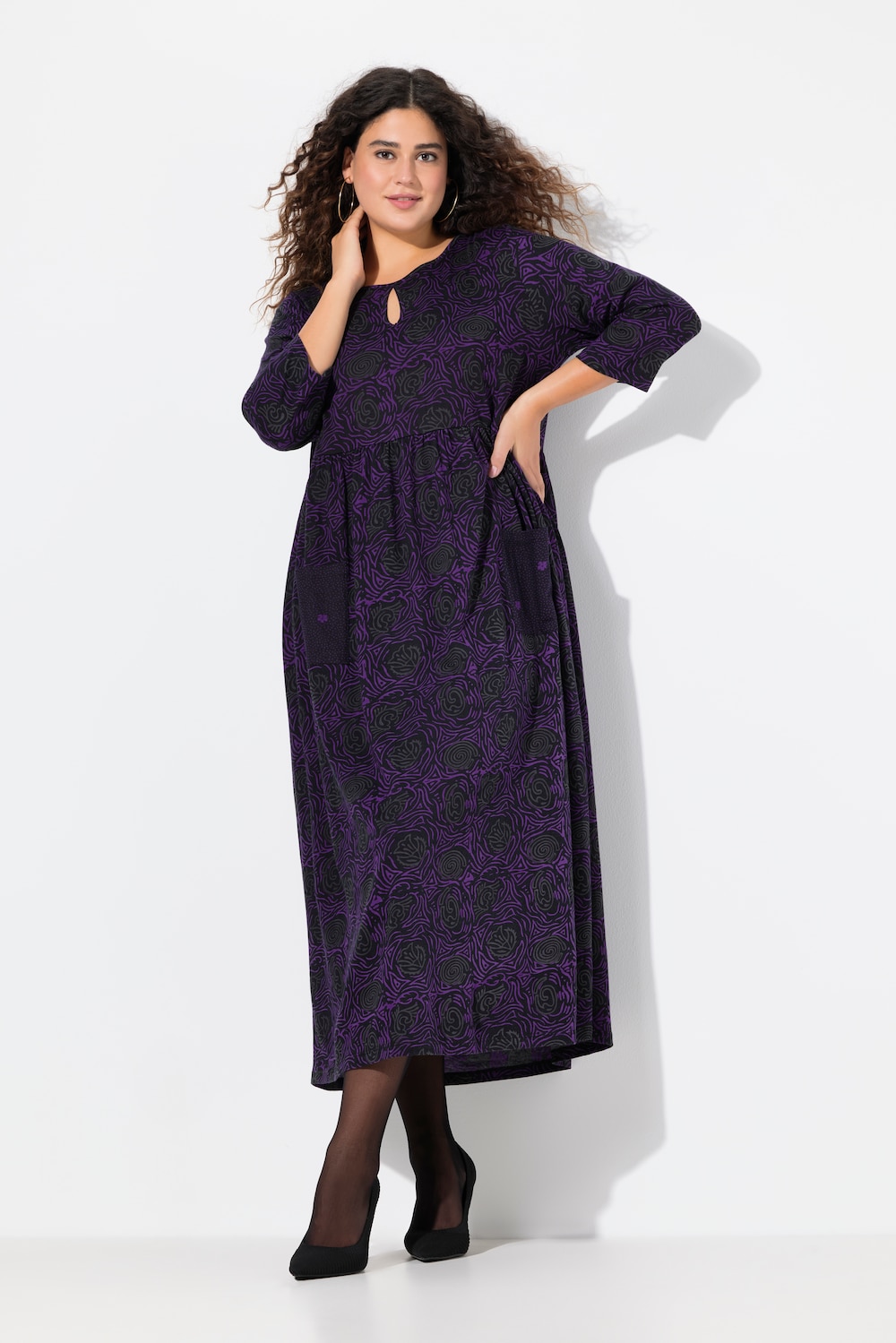 Große Größen Jerseykleid, Damen, lila, Größe: 54/56, Baumwolle, Ulla Popken von Ulla Popken
