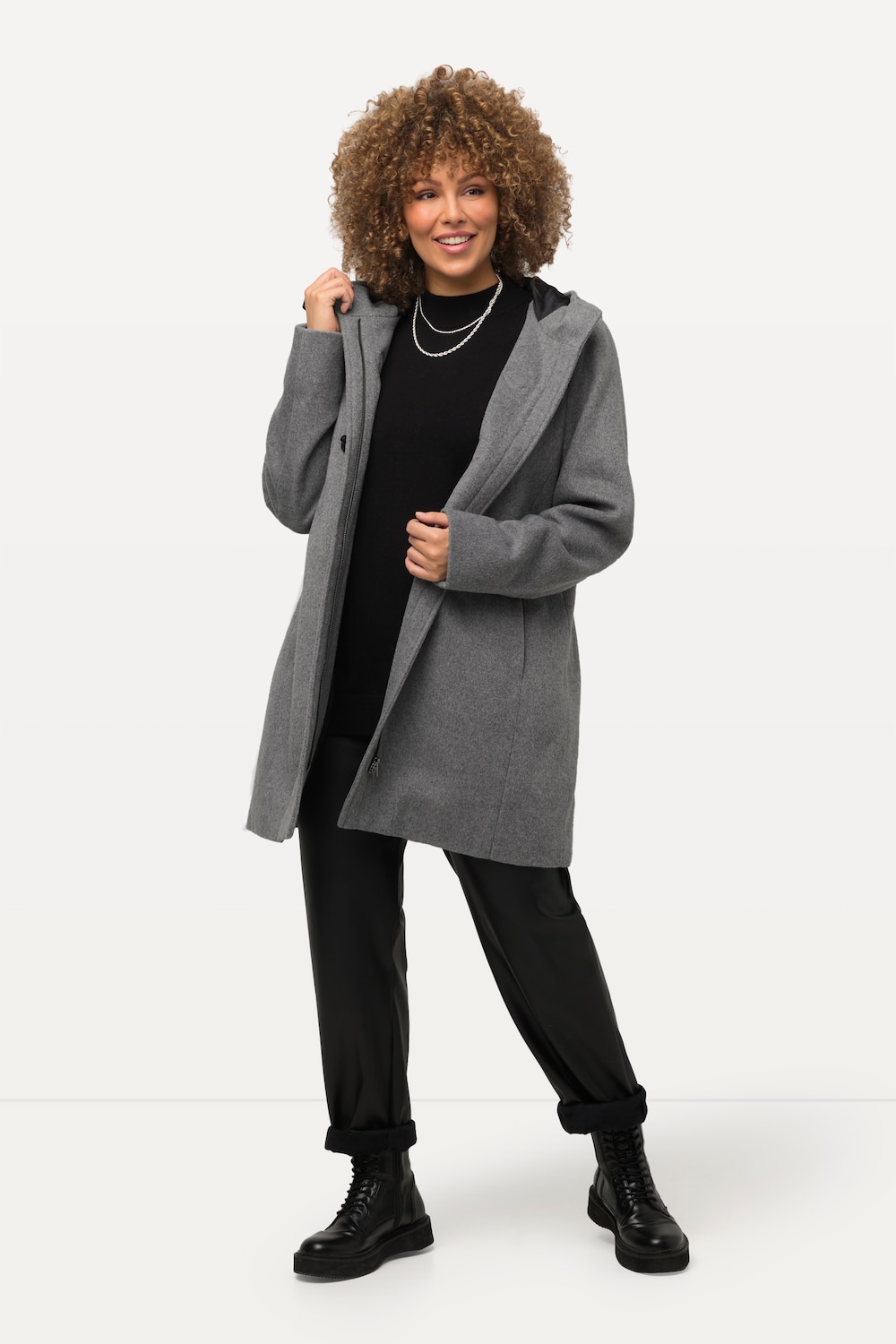 Große Größen Dufflecoat, Damen, grau, Größe: 42/44, Polyester/Wolle, Ulla Popken von Ulla Popken