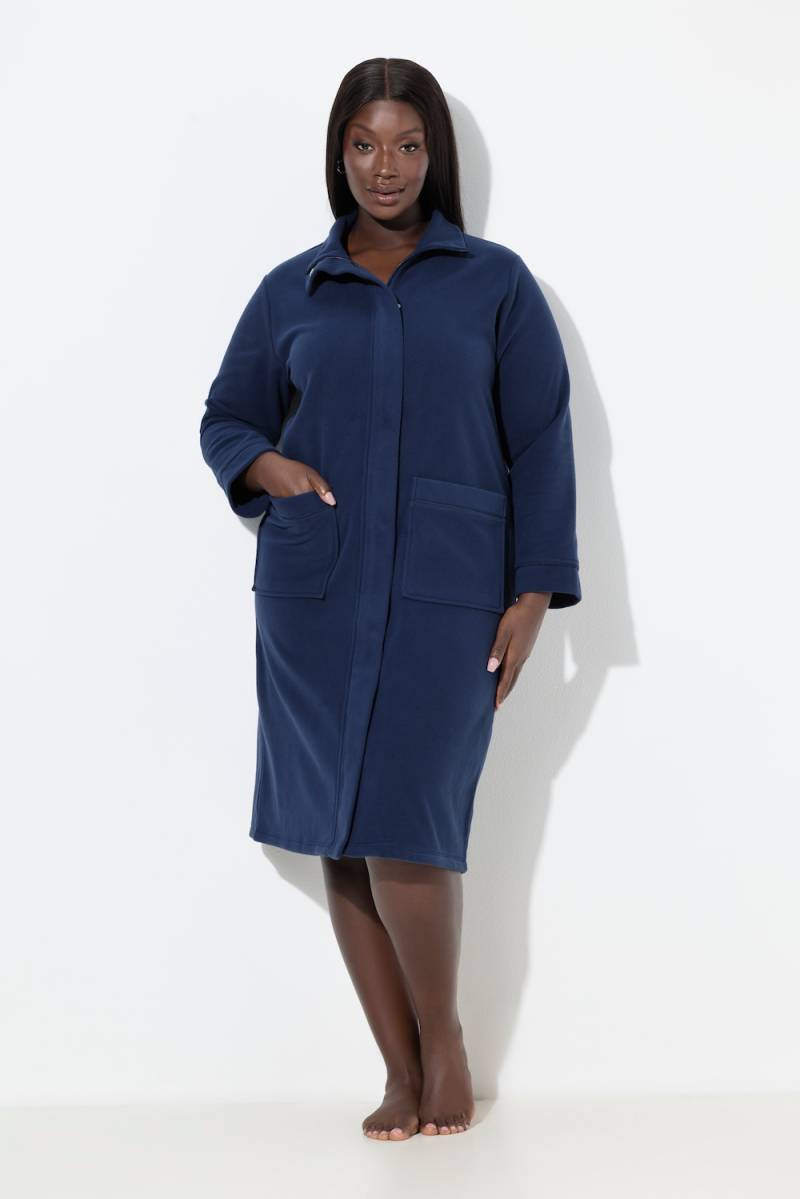 Große Größen Fleece-Bademantel, Damen, blau, Größe: 54/56, Polyester/Viskose, Ulla Popken von Ulla Popken