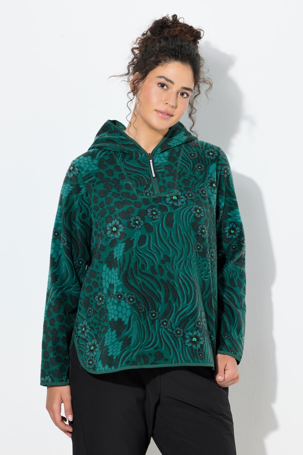 Große Größen Fleece-Hoodie, Damen, grün, Größe: 46/48, Polyester, Ulla Popken von Ulla Popken