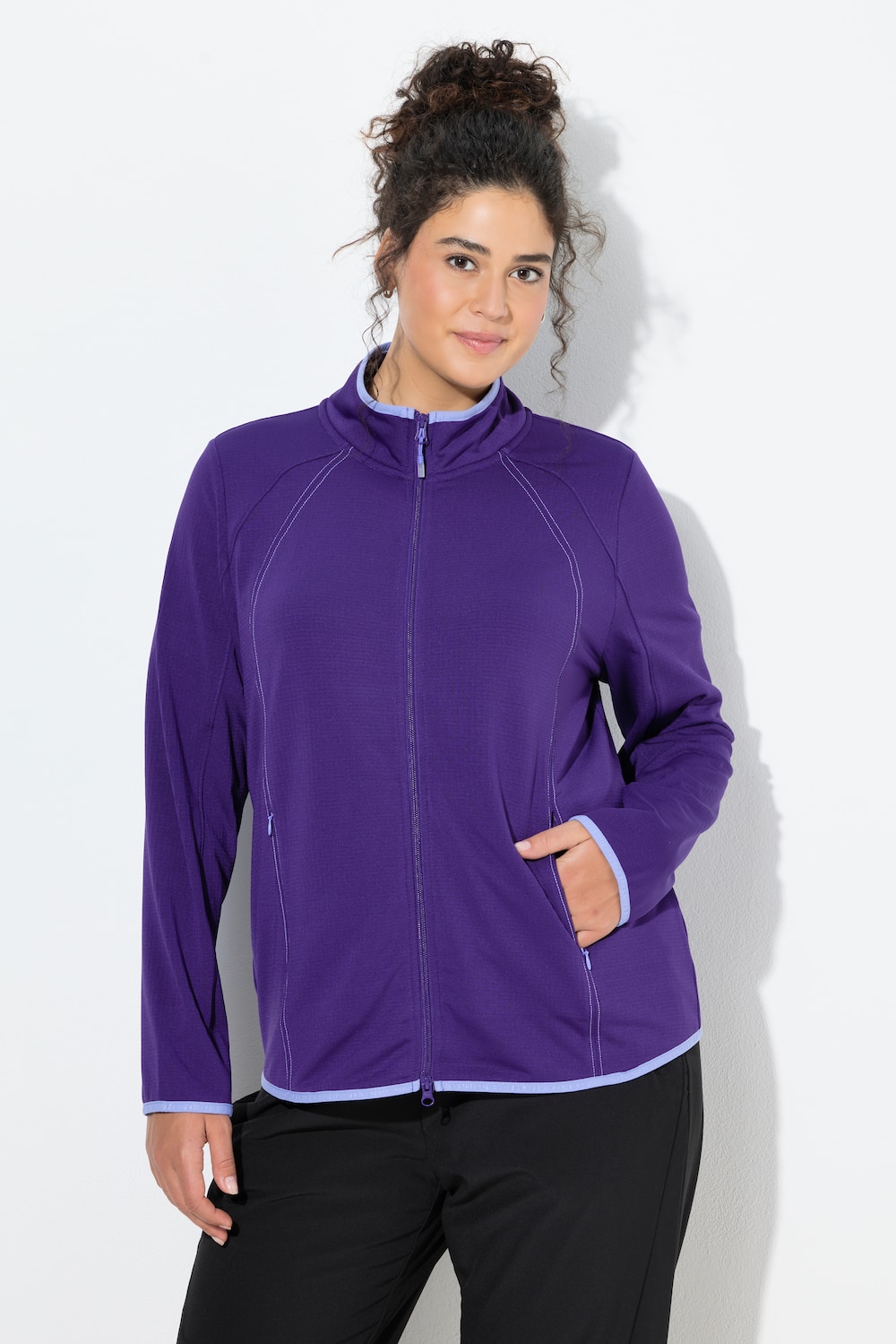 Große Größen Funktions-Sweatjacke, Damen, lila, Größe: 54/56, Ulla Popken von Ulla Popken