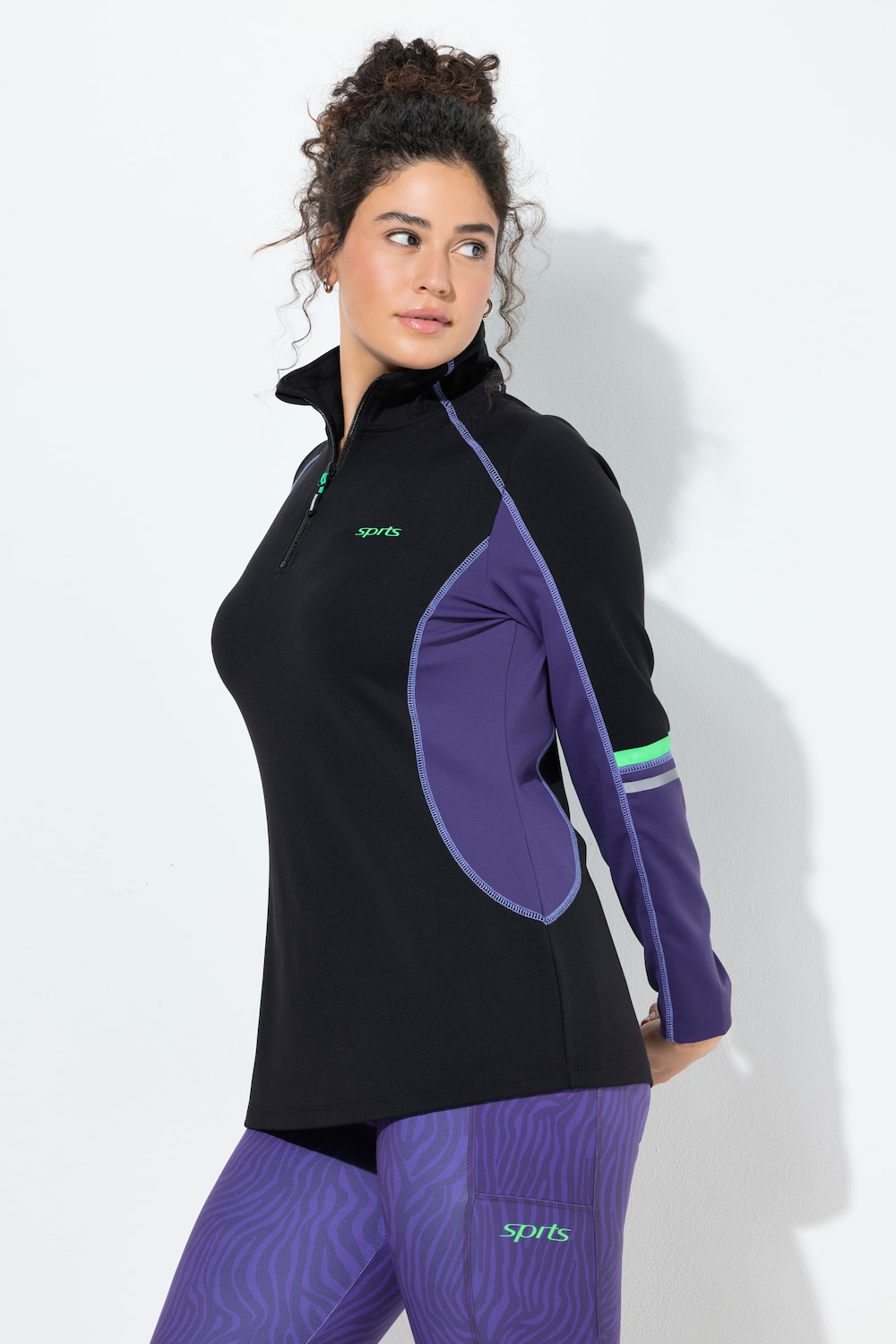 Große Größen Funktionsshirt, Damen, schwarz, Größe: 46/48, Polyester/Elasthan, Ulla Popken von Ulla Popken