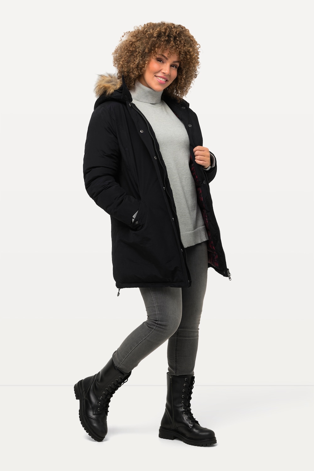 Große Größen HYPRAR Baumwoll-Funktionsjacke, Damen, schwarz, Größe: 46/48, Polyester/Baumwolle/Synthetische Fasern, Ulla Popken von Ulla Popken