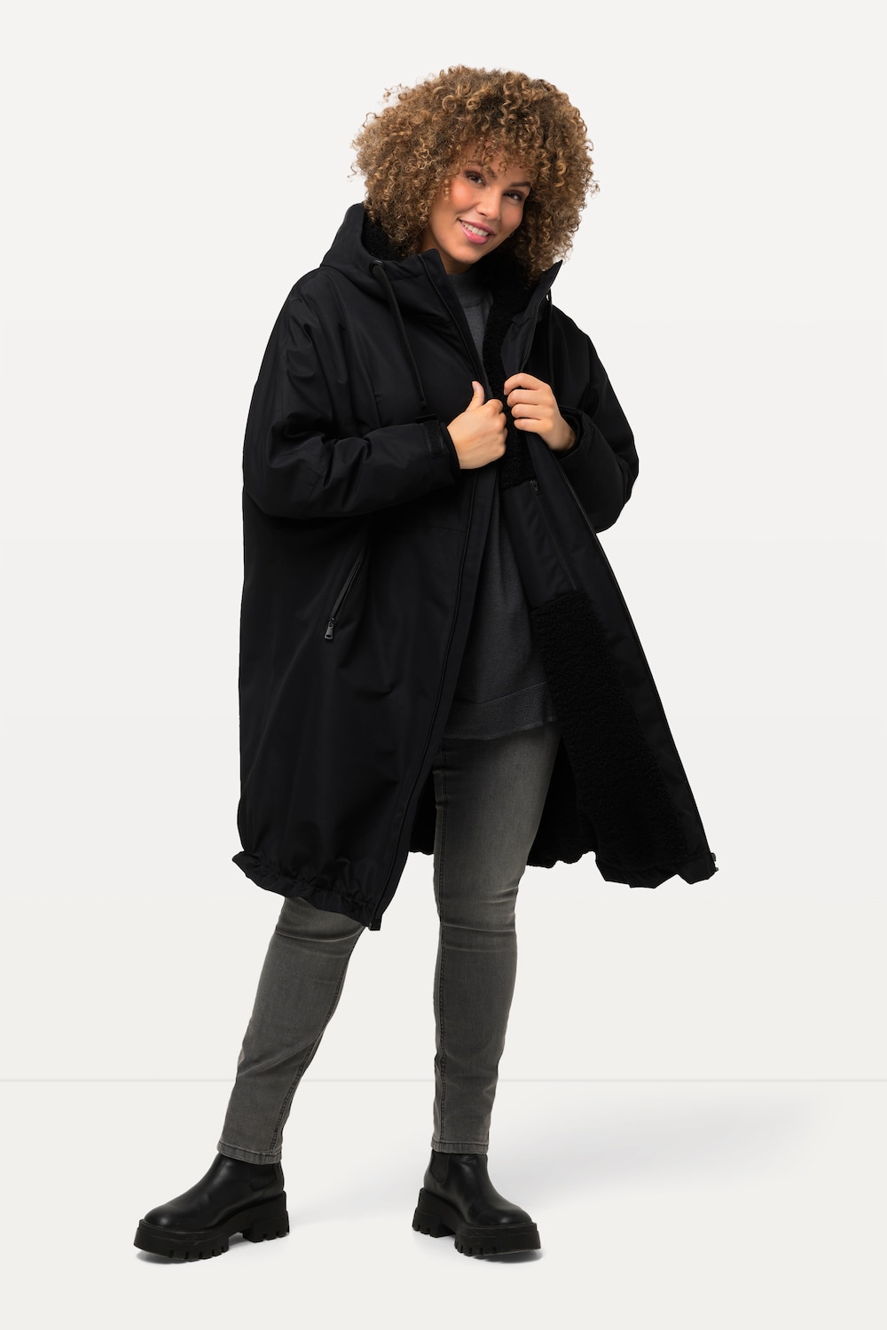 Große Größen HYPRAR Funktions-Poncho, Damen, schwarz, Größe: 2=50-56, Polyester, Ulla Popken von Ulla Popken