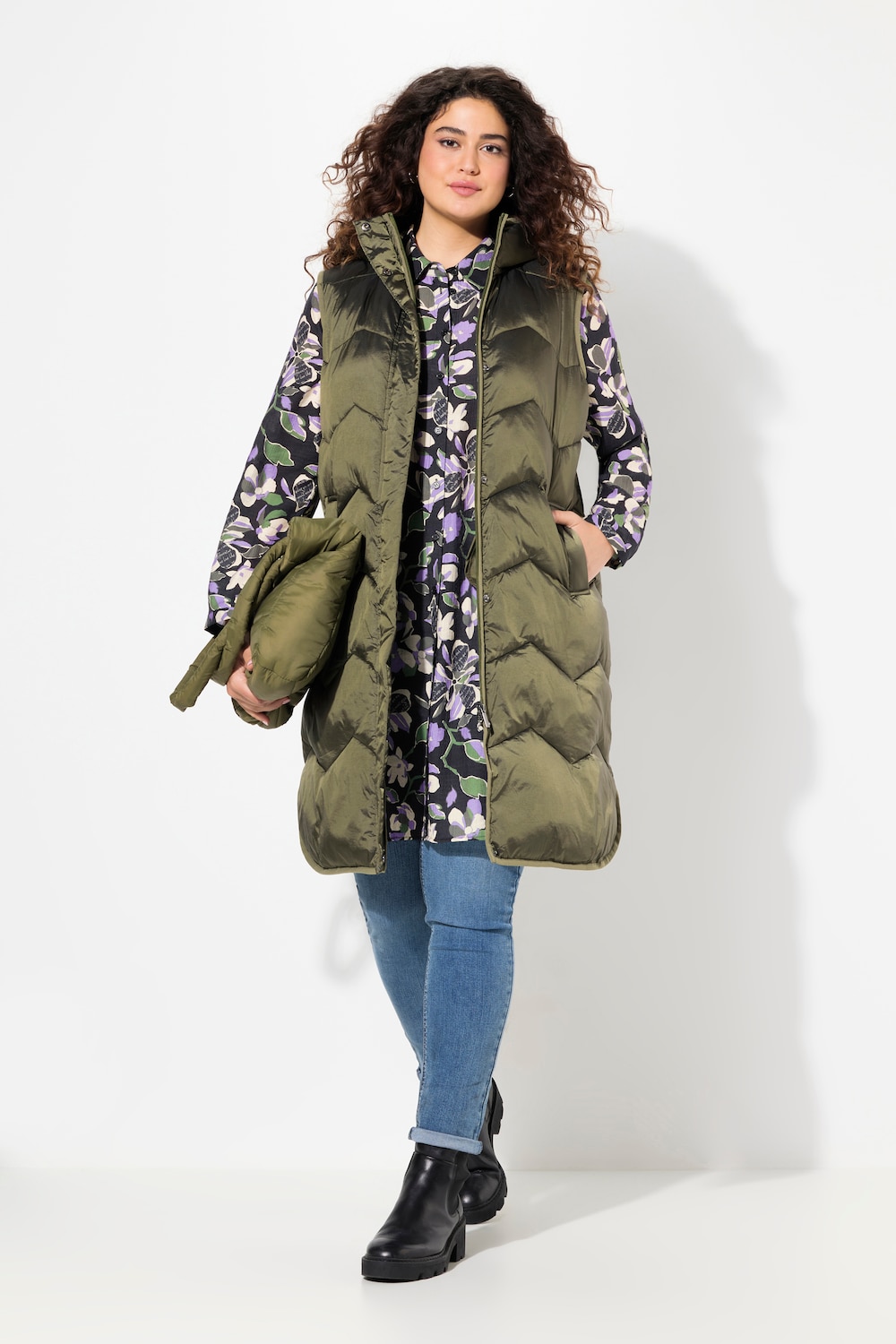 Große Größen HYPRAR Funktions-Steppweste, Damen, grün, Größe: 42/44, Polyester, Ulla Popken von Ulla Popken