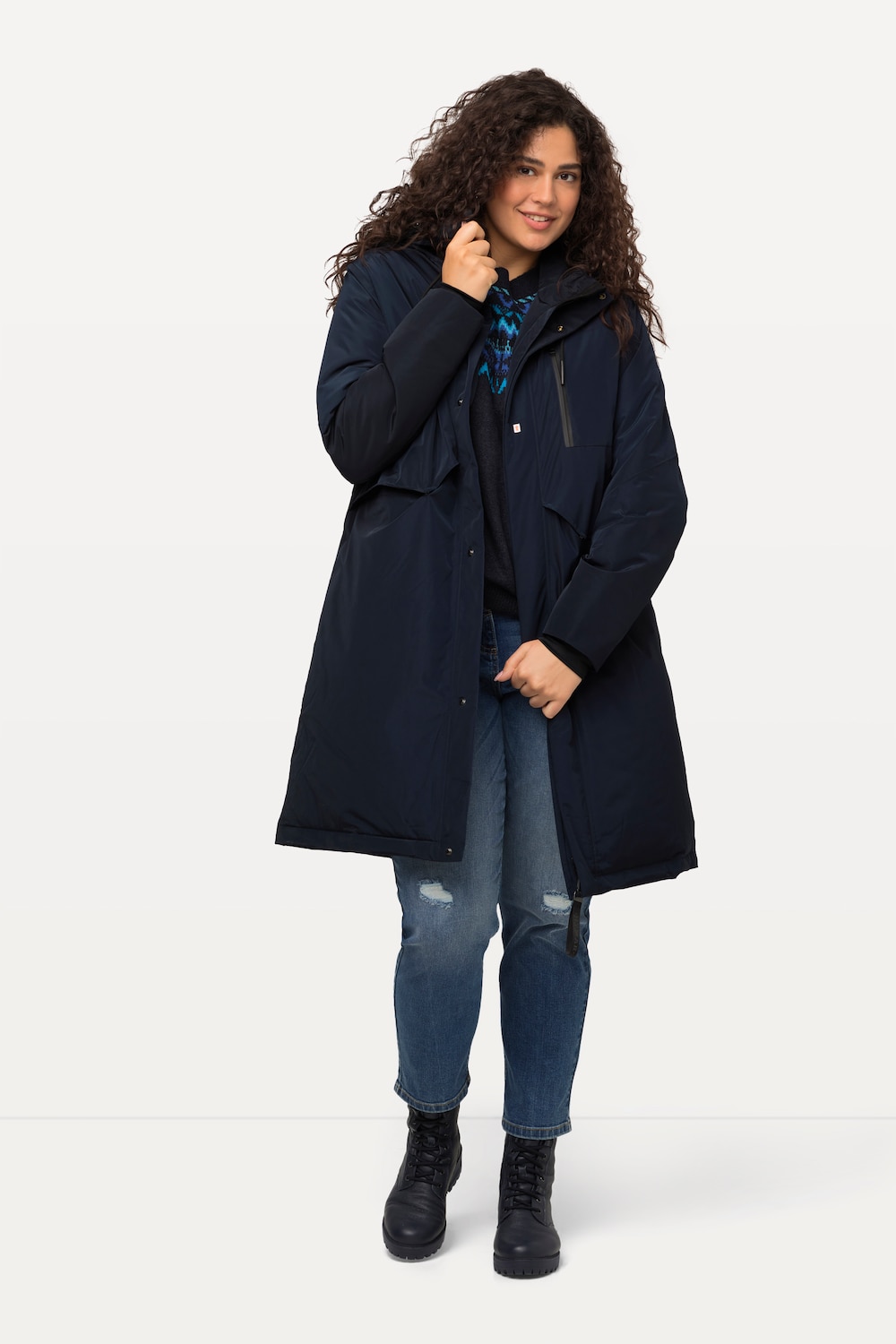 Große Größen HYPRAR Funktionsmantel, Damen, blau, Größe: 46/48, Polyester, Ulla Popken von Ulla Popken