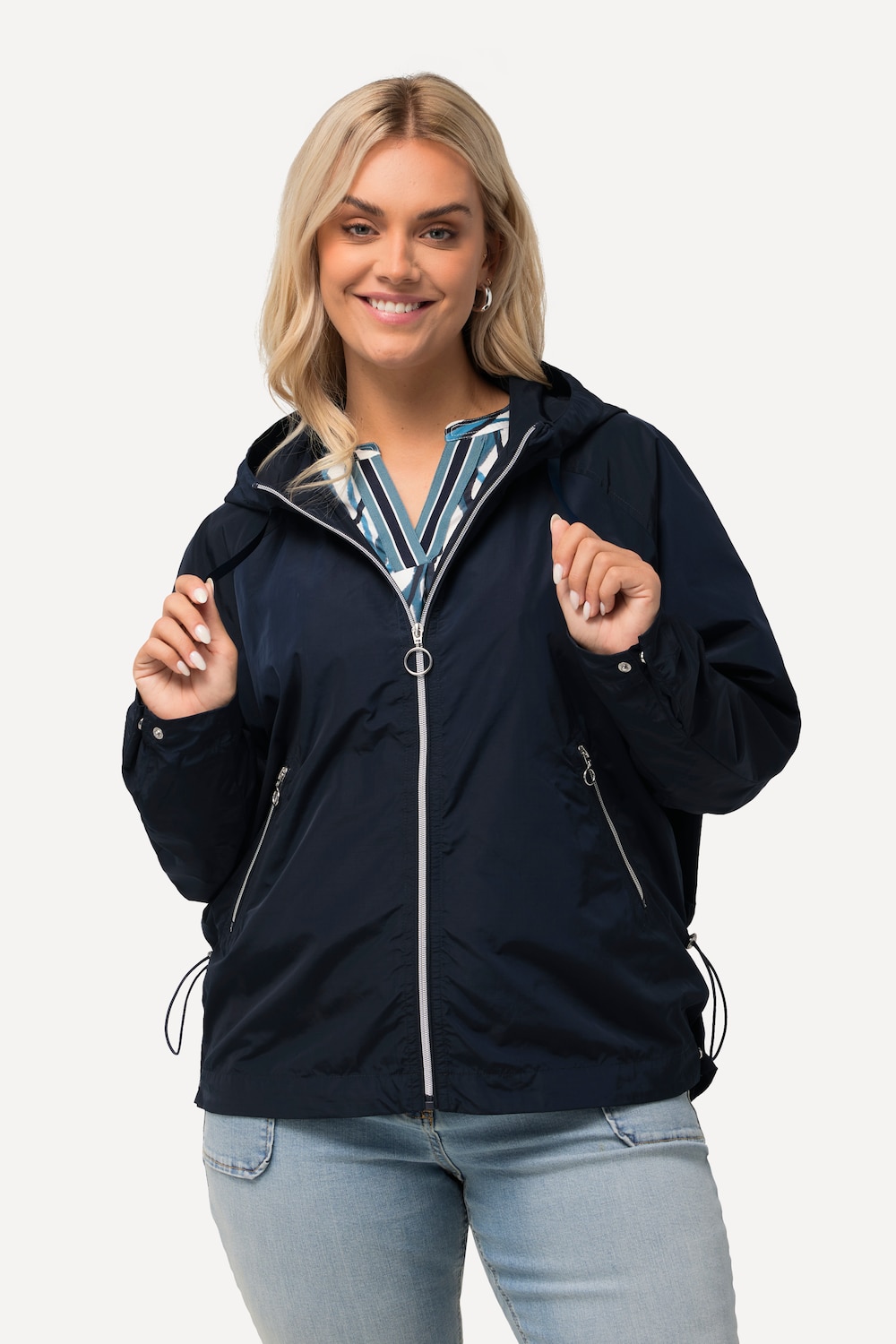 Große Größen HYPRAR Kapuzenjacke, Damen, blau, Größe: 54/56, Polyester, Ulla Popken von Ulla Popken