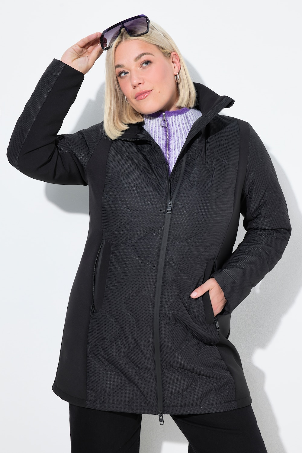 Große Größen HYPRAR Laserstepp-Jacke, Damen, schwarz, Größe: 50/52, Polyester, Ulla Popken von Ulla Popken