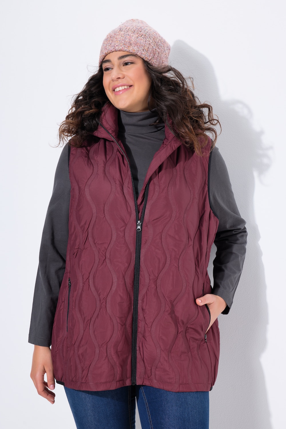 Große Größen HYPRAR Laserstepp-Weste, Damen, rot, Größe: 46/48, Polyester, Ulla Popken von Ulla Popken