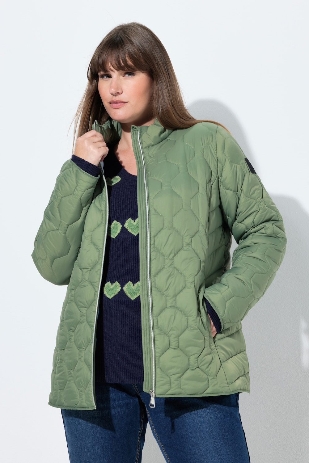 Große Größen HYPRAR Leichtstepp-Jacke, Damen, grün, Größe: 50/52, Polyester/Synthetische Fasern, Ulla Popken von Ulla Popken
