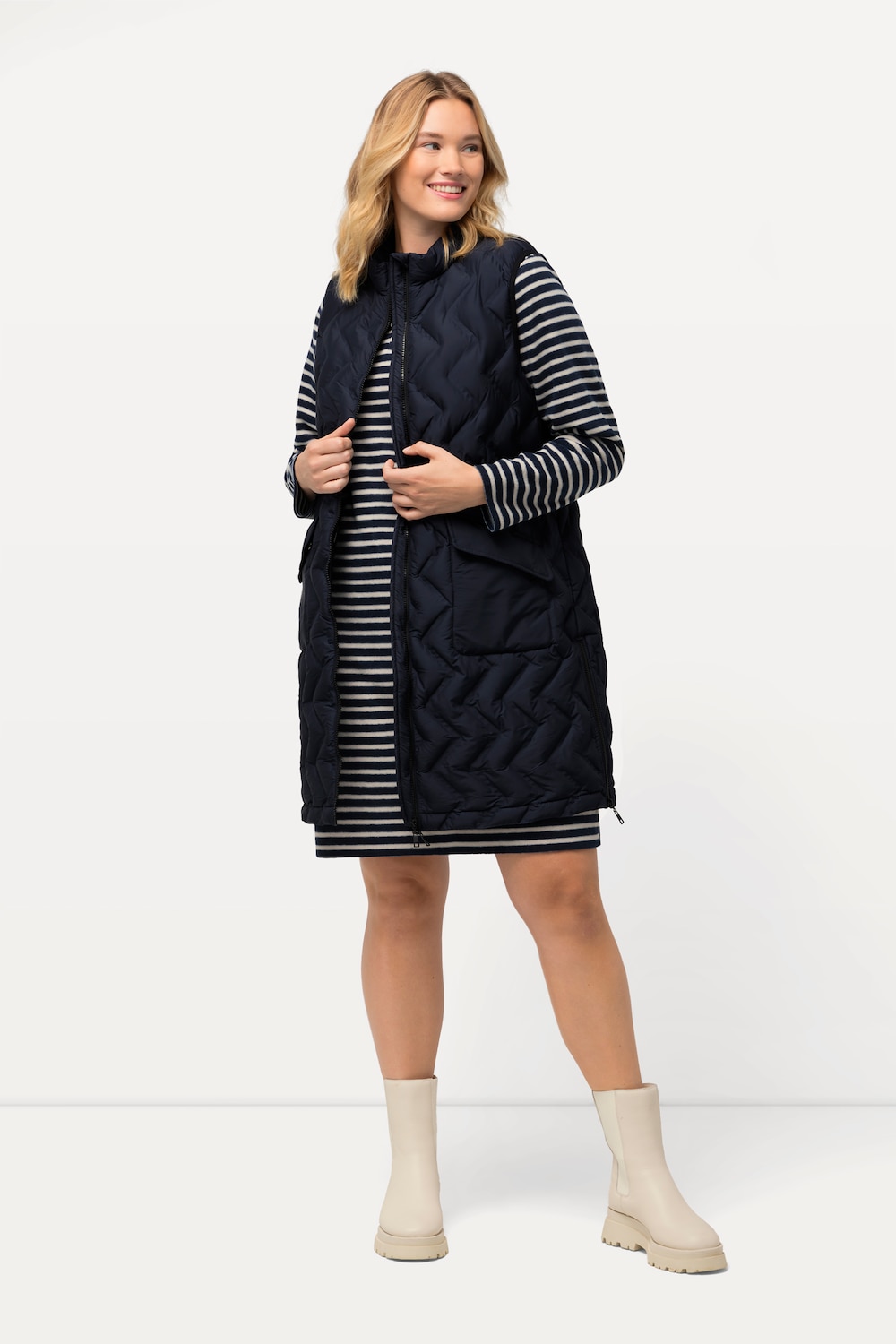 Große Größen HYPRAR Long-Steppweste, Damen, blau, Größe: 46/48, Polyester, Ulla Popken von Ulla Popken