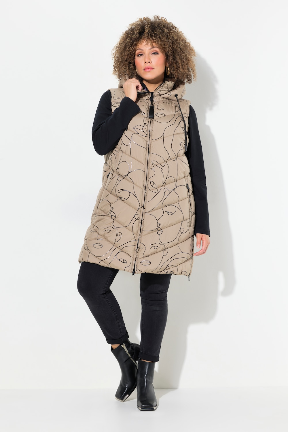 Große Größen HYPRAR Long-Steppweste, Damen, braun, Größe: 46/48, Polyester/Synthetische Fasern, Ulla Popken von Ulla Popken