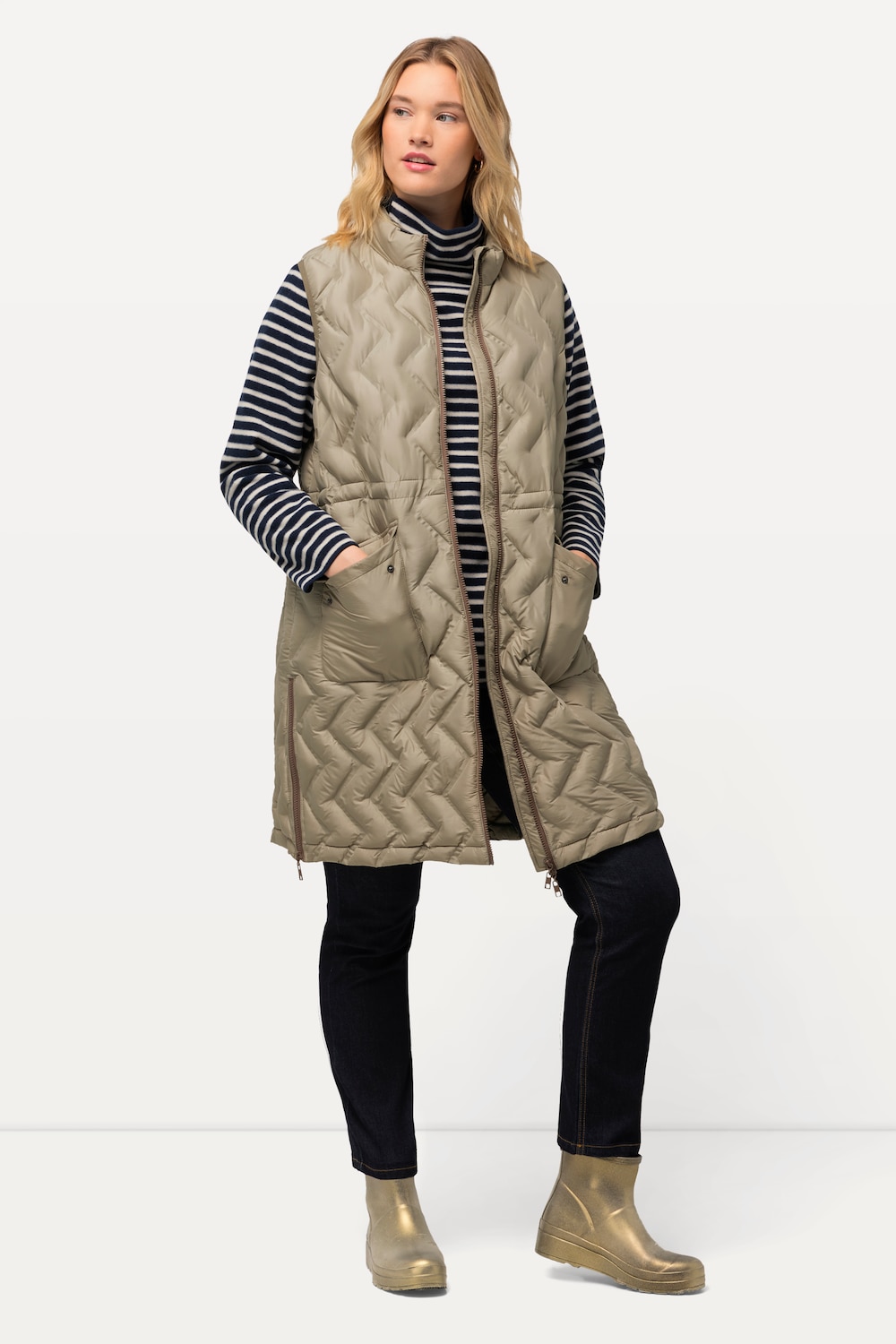 Große Größen HYPRAR Long-Steppweste, Damen, braun, Größe: 50/52, Polyester, Ulla Popken von Ulla Popken