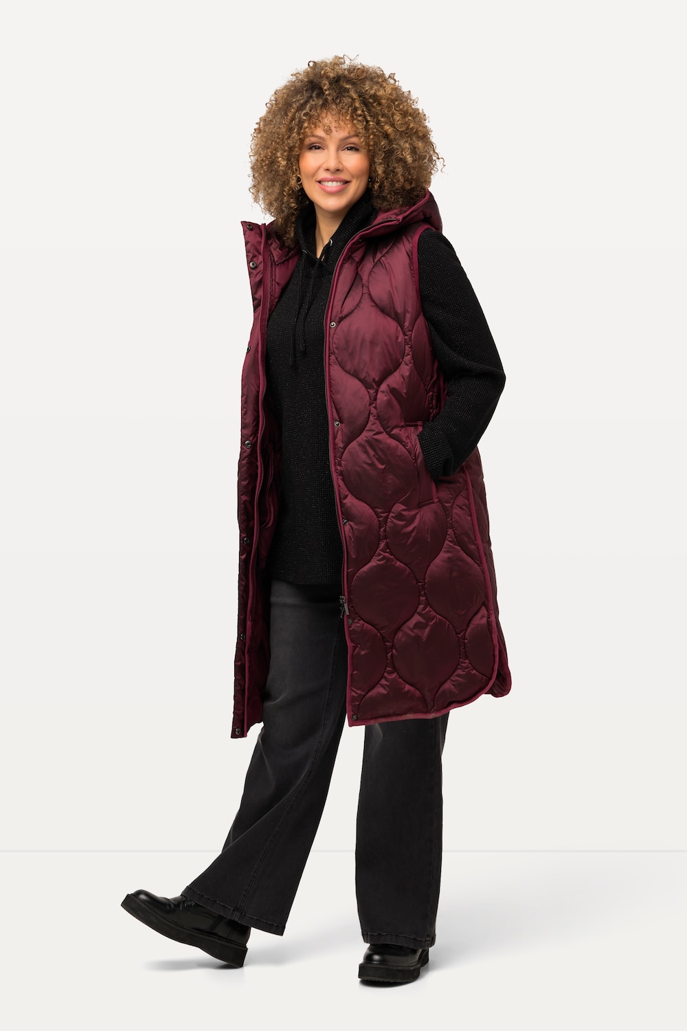 Große Größen HYPRAR Long-Steppweste, Damen, rot, Größe: 46/48, Polyester/Synthetische Fasern, Ulla Popken von Ulla Popken