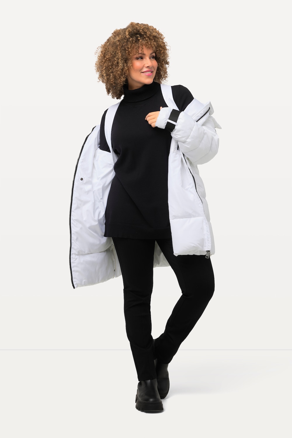 Große Größen HYPRAR Puffer-Mantel, Damen, weiß, Größe: 58/60, Polyester, Ulla Popken von Ulla Popken