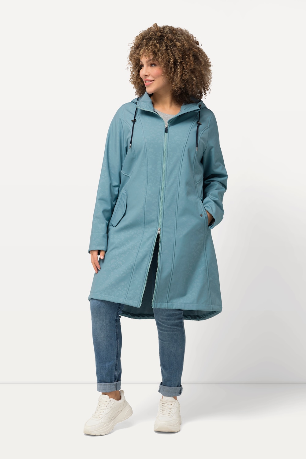 Große Größen HYPRAR Softshell-Longjacke, Damen, türkis, Größe: 42/44, Polyester, Ulla Popken von Ulla Popken