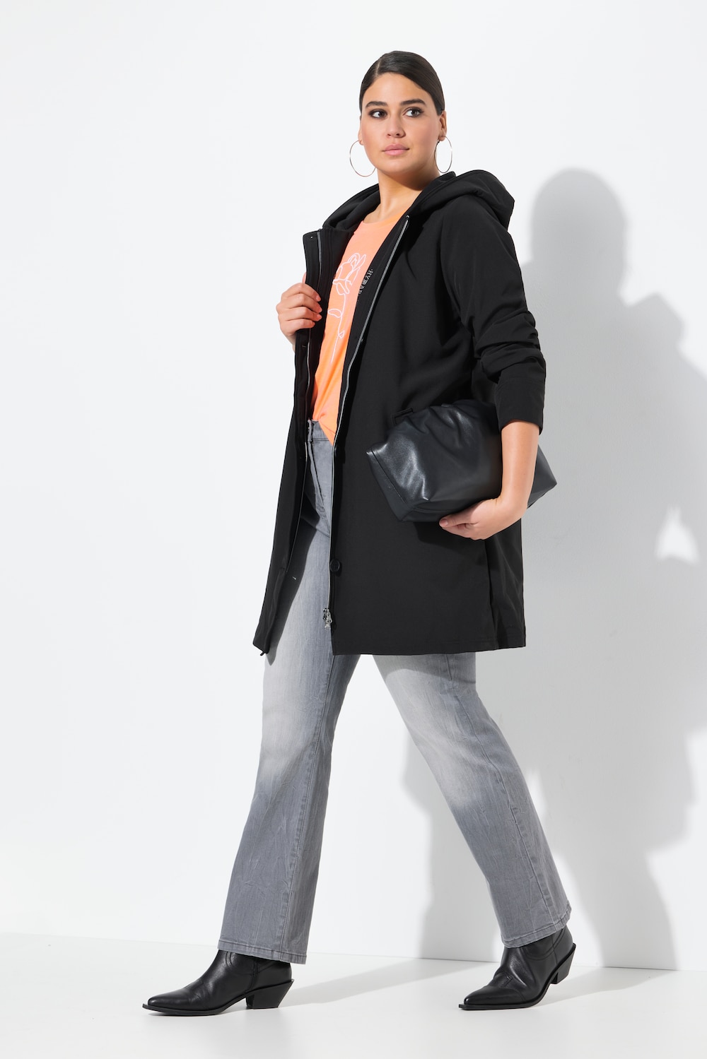 Große Größen HYPRAR Softshell-Mantel, Damen, schwarz, Größe: 62/64, Polyester, Ulla Popken von Ulla Popken